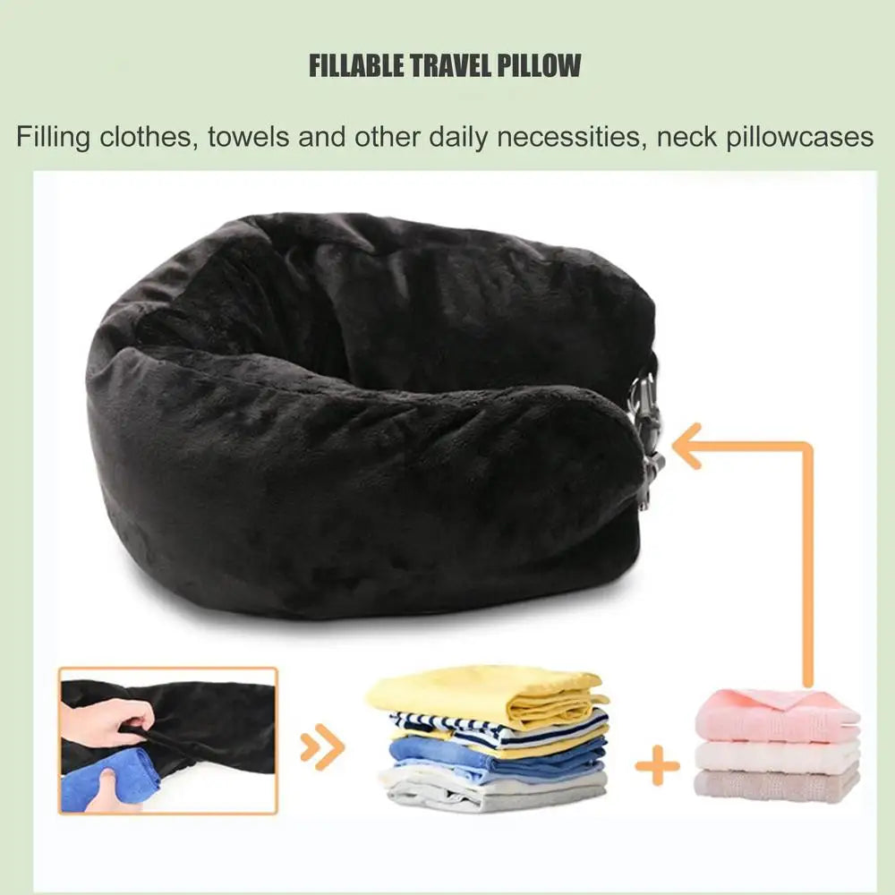 Travel Neck Pillow That You Stuff With Clothes Portable Outdoor Travel Storage Bag Pillow Car Headrest Household U-shaped Pillow