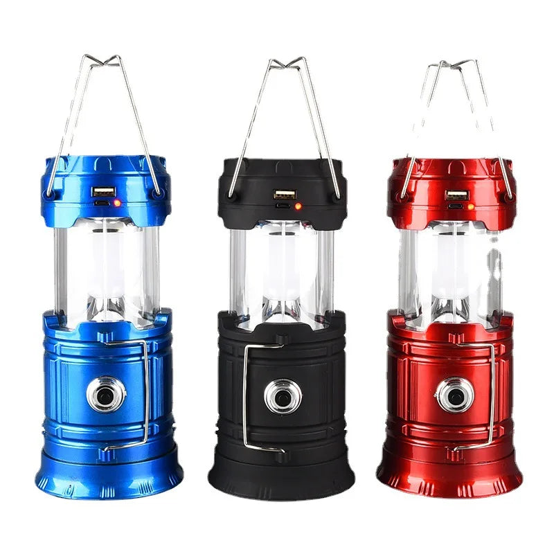 Solar Camping Tent Light Lantern Flashlight Portable Flame Lamp Retractable Lighting Camping Light Emergency Lantern Hiking Lamp