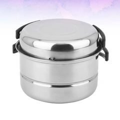 1 Set 3pcs Stainless Steel Outdoor Camping Picnic Pot Cookware Picnic Pan Set Cooking Tool Set for 2-3 People (Silver)