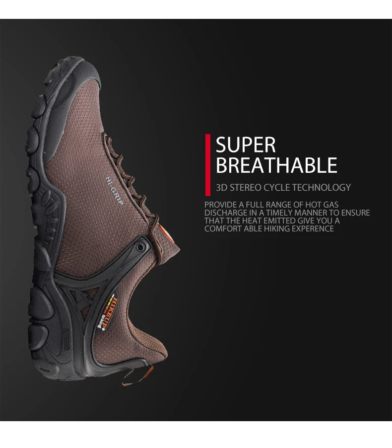 HIKEUP New Hiking Shoes Elevated Insoles Wear-resistant Outdoor Sport Men Shoes Lace-Up Men's Climbing Trekking Hunting Sneakers