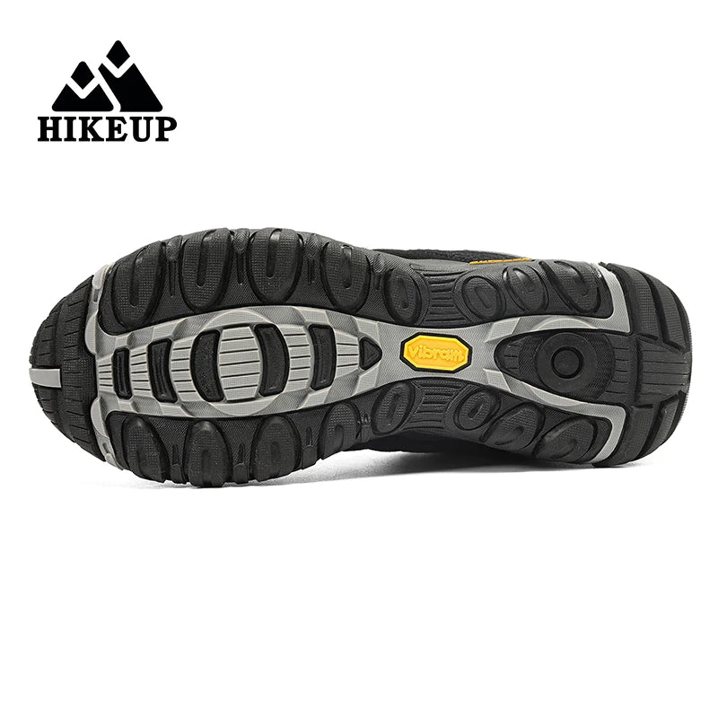 HIKEUP New Arrival Leather Hiking Shoes Wear-resistant Outdoor Sport Men Shoes Lace-Up Mens Climbing Trekking Hunting Sneakers