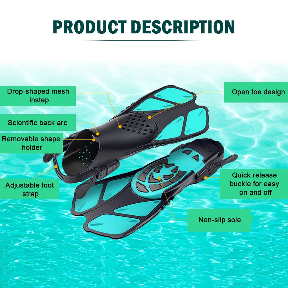 Professional Snorkeling Foot Diving Fins Adjustable Adult Swimming Fins Flippers Swimming Equipment Water Sports Child Kid Adult