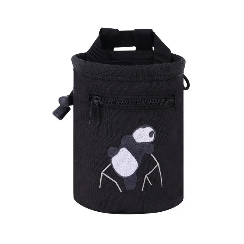 Gym Chalk Bag Panda Design for Rock Climbing Weight Lifting Bouldering Anti-slip Powder Bag with Adjustable Belt Zippered Pocket