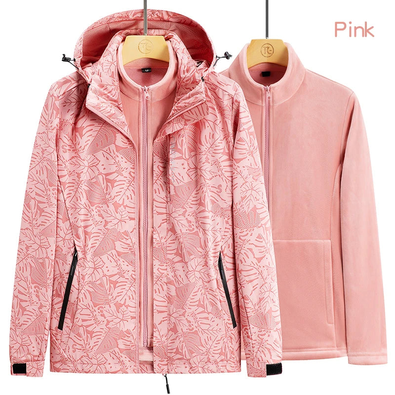 Women Waterproof Ski Jacket Women Thermal Climbing Trekking Raincoat Sportswear Outdoor Fleece Hooded Windproof Clothing