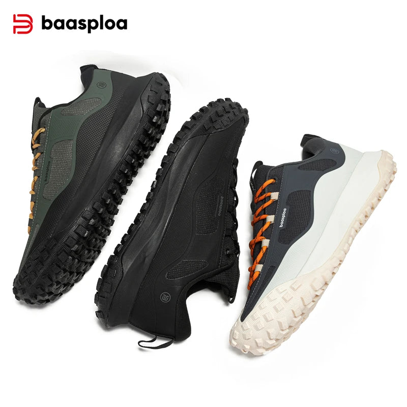 Baasploa New Men Hiking Shoes Anti Splash Water Outdoor Sneakers for Men Comfort Casual Sneakers Male Non-Slip Wear Resistant