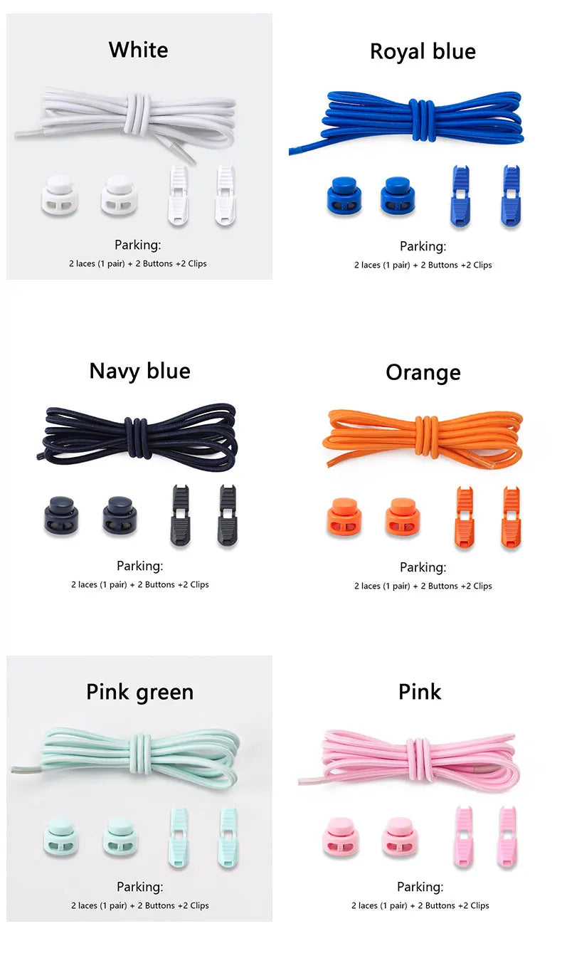 No Tie Shoe Laces Suitable for All Shoes Round Spring Lock Elastic Shoelaces Quick Wear in 1 Second Hiking Sports Lazy Shoelace