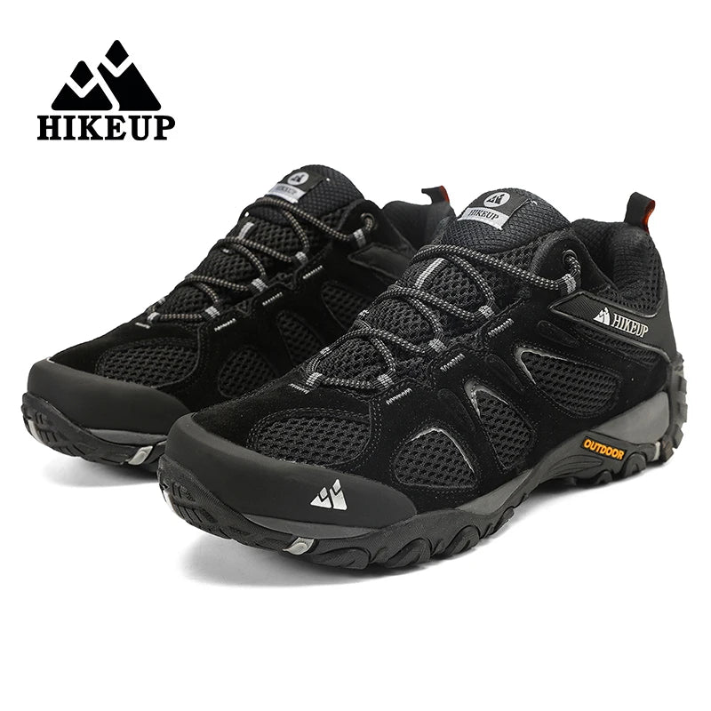 HIKEUP New Arrival Leather Hiking Shoes Wear-resistant Outdoor Sport Men Shoes Lace-Up Mens Climbing Trekking Hunting Sneakers