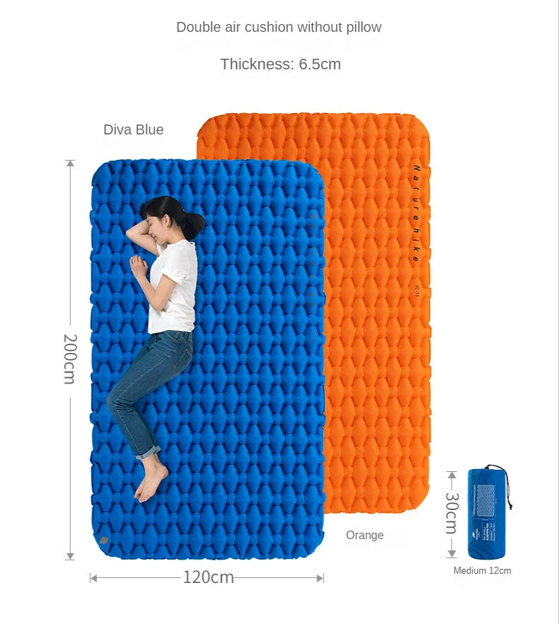 Naturehike Lightweight Moisture-proof Air Mattress Nylon TPU Inflatable Mattress Camping Mat For 2 Person Sleeping Pad