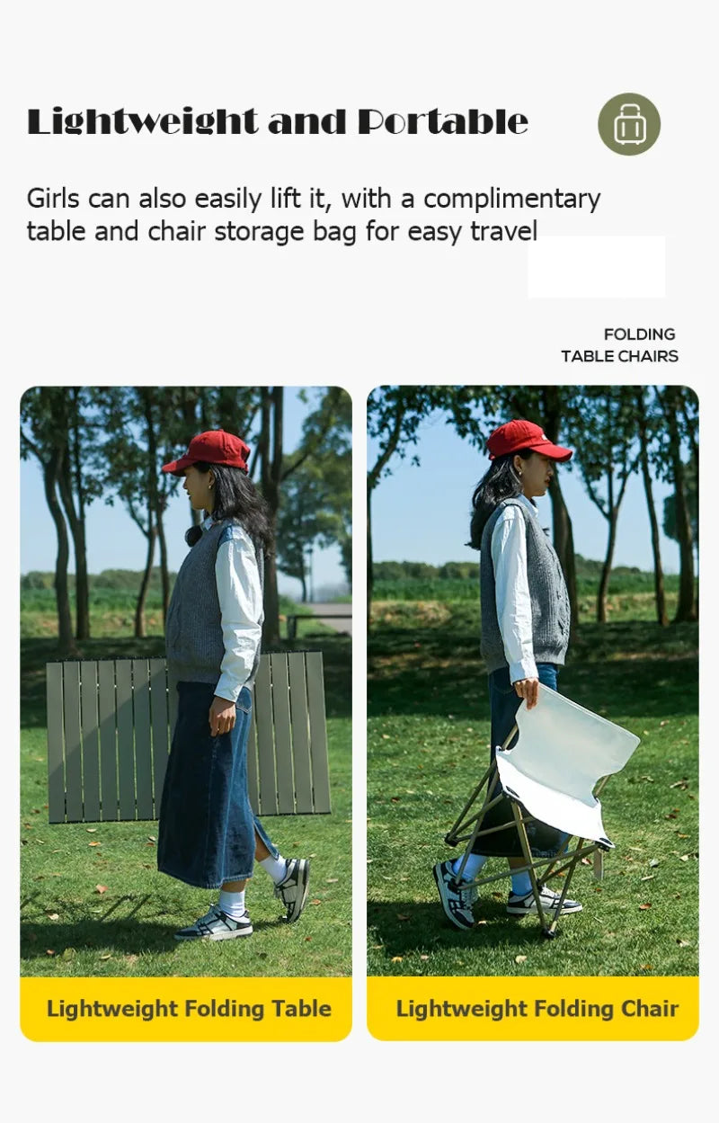 Folding Camping Table Chair Set Nature Hike Table Ultralight Portable Stainless Steel Outdoor Tableware Glamping Multifunctional