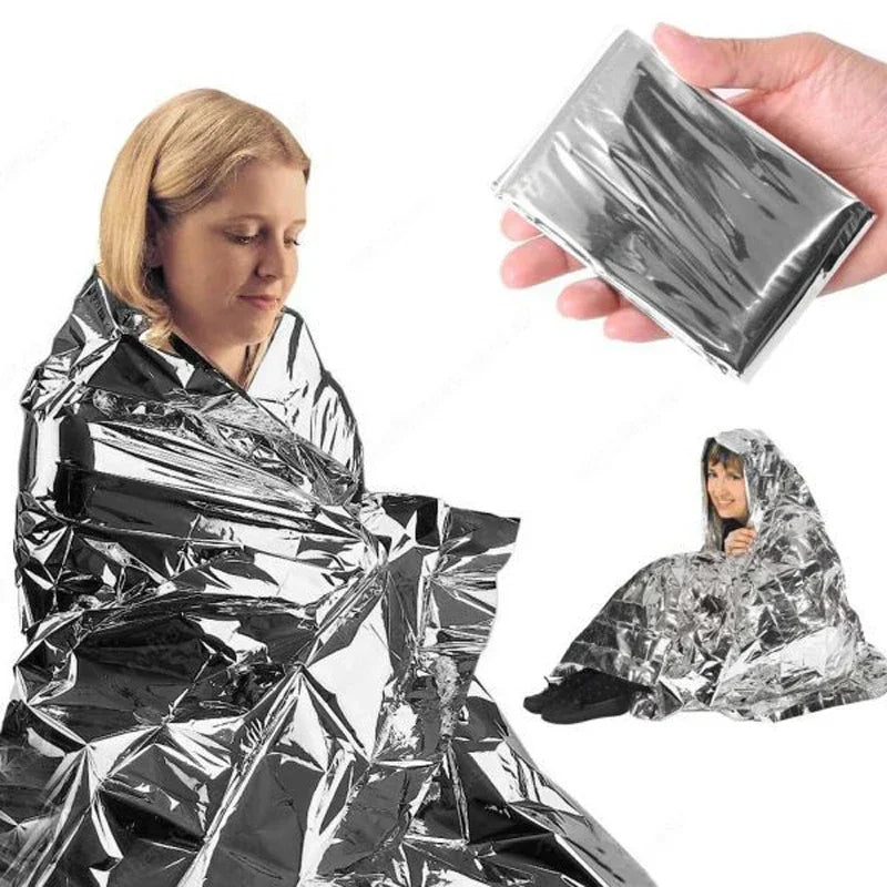 Emergent Blanket Mylar Thermal Outdoor Survive First Aid Kit Rescue Space Foil Camp Hike Mountaineer Bug Out Bag Heat Retain