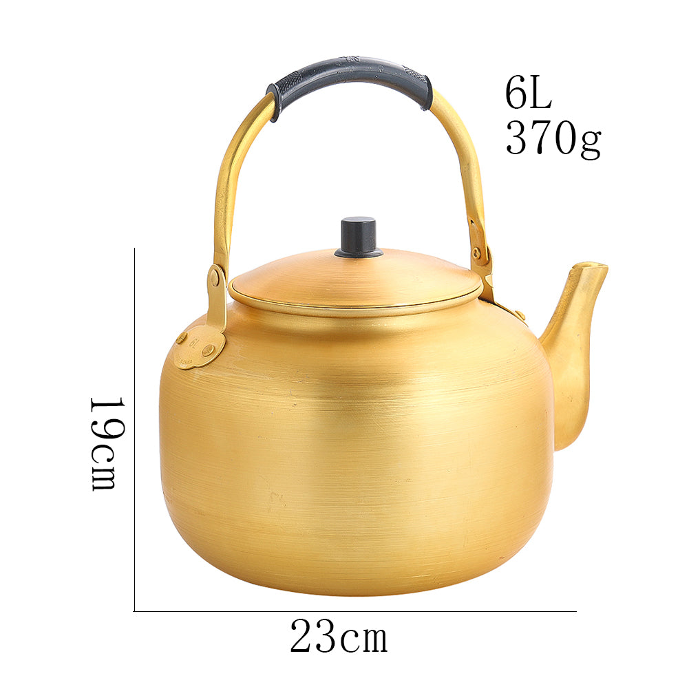 6L Gold Aluminum Kettle Large Capacity Teapot Gas Stove Outdoor Camping Coffee Water Kettle Pot with Handle Picnic Tableware