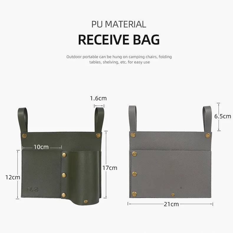 Outdoor Camping Chairs Desk Hanging Storage Bags Folding Table Side Hanging Leather Bag Portable Hiking Picnic BBQ Hanging Bag