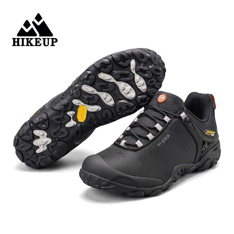 HIKEUP New Hiking Shoes Elevated Insoles Wear-resistant Outdoor Sport Men Shoes Lace-Up Men's Climbing Trekking Hunting Sneakers