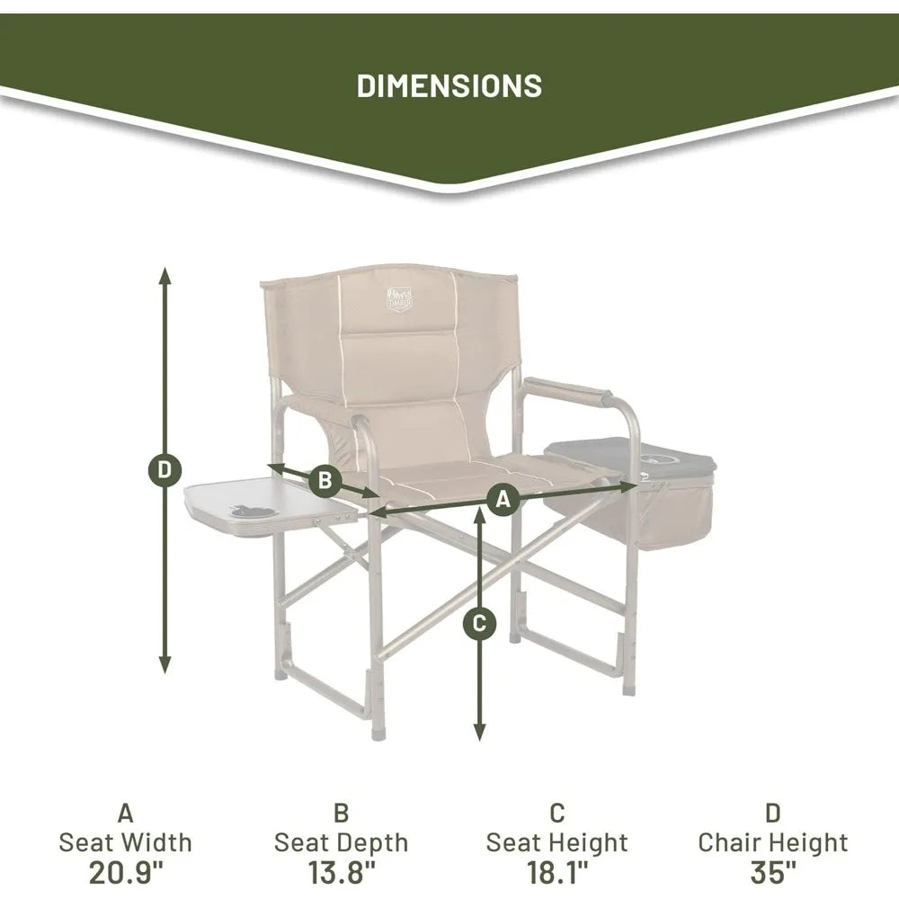 Folding Director Side Table for Adults Portable Camp Chairs for Outdoor, Lawn, Sports, Fishing, Heavy Duty Supports 300lbs