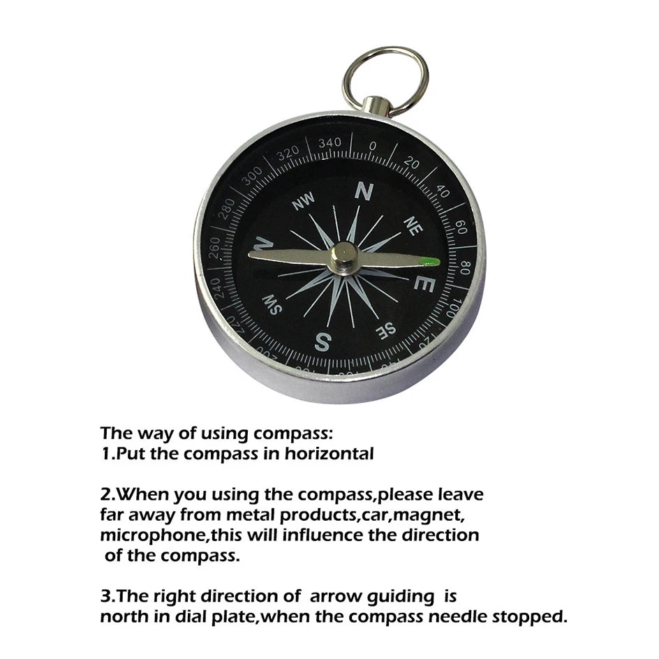 Portable Compass Aluminum Alloy Keychain Camping Trekking Hunting Hiking Survival Compass Navigation For Outdoor Activities