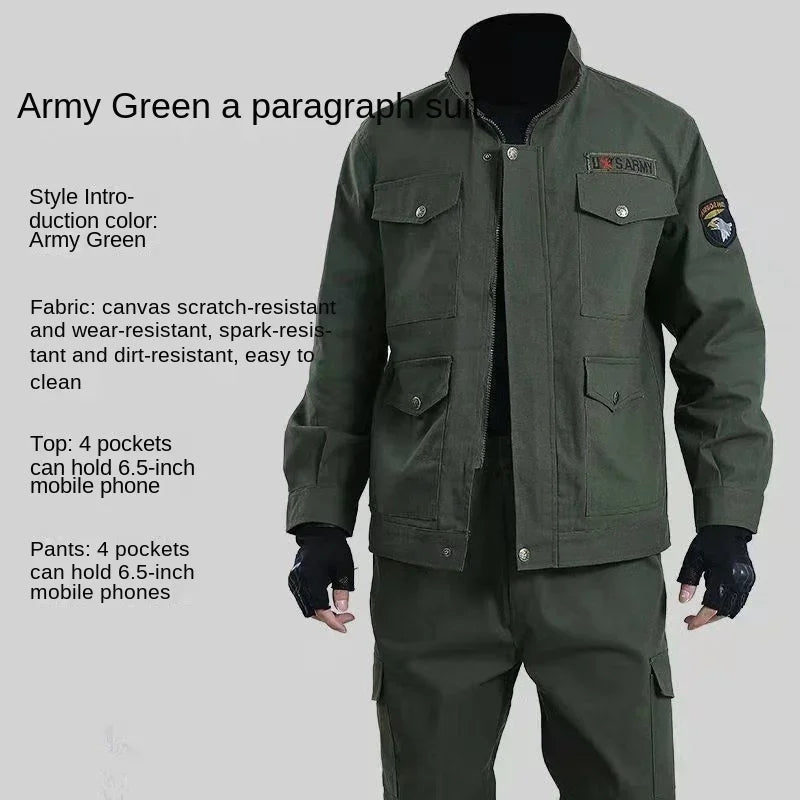 Army Green Man Suit Unified Military Clothing Men Work Clothes Outdoors Camping Mountaineering Wear Long Sleeve Military Uniform