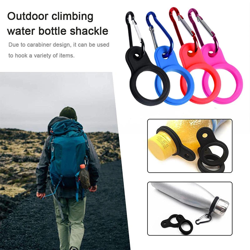 1PC High Quality Aluminum Sports Kettle Buckle Outdoor Carabiner Water Bottle Holder Rubber Buckles Hook Camping Hiking Tool