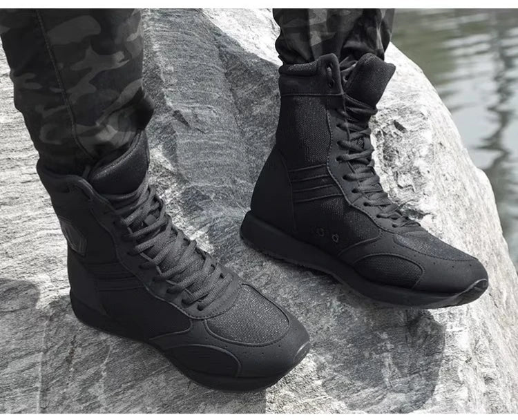 Ultralight Military Combat Boots Mens Black Work Shoe Outdoor Run Desert Hiking Shoes Army Training Tactical Boots Male Sneakers