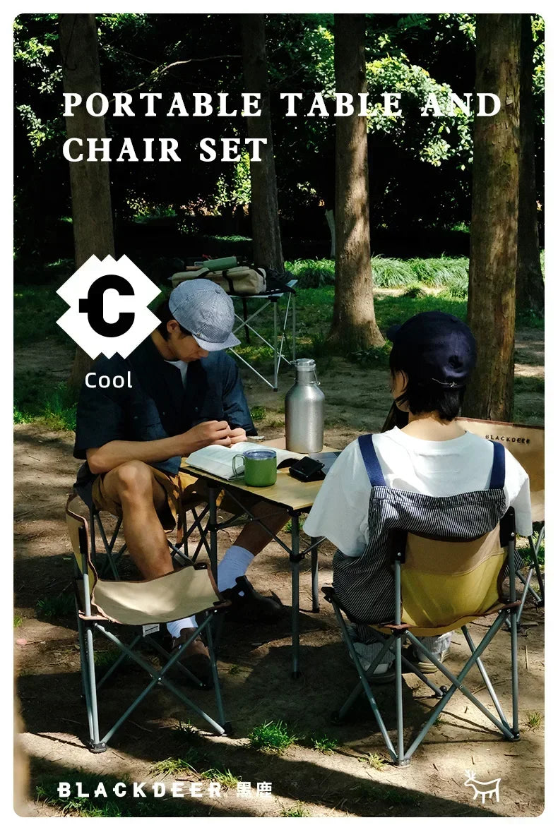 BLACKDEER 4 pcs Chair and 1 pcs Table Outdoor Aluminum alloy Folding Table and Chair Set Camping Picnic Portable Supplies