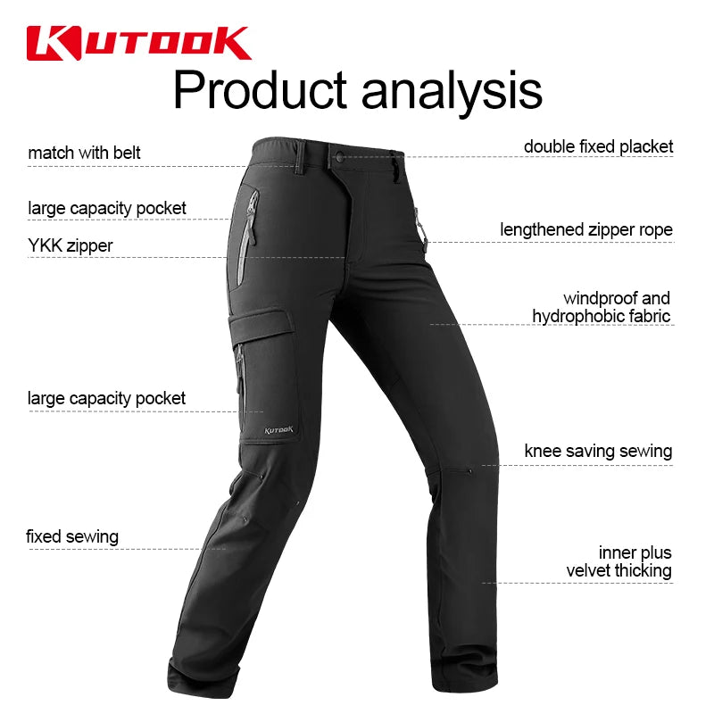 KUTOOK Women‘s Trekking Pants Waterproof Outdoor Camping Hiking Pants Softshell Trousers Cargo Pants for Women Hiking Clothing