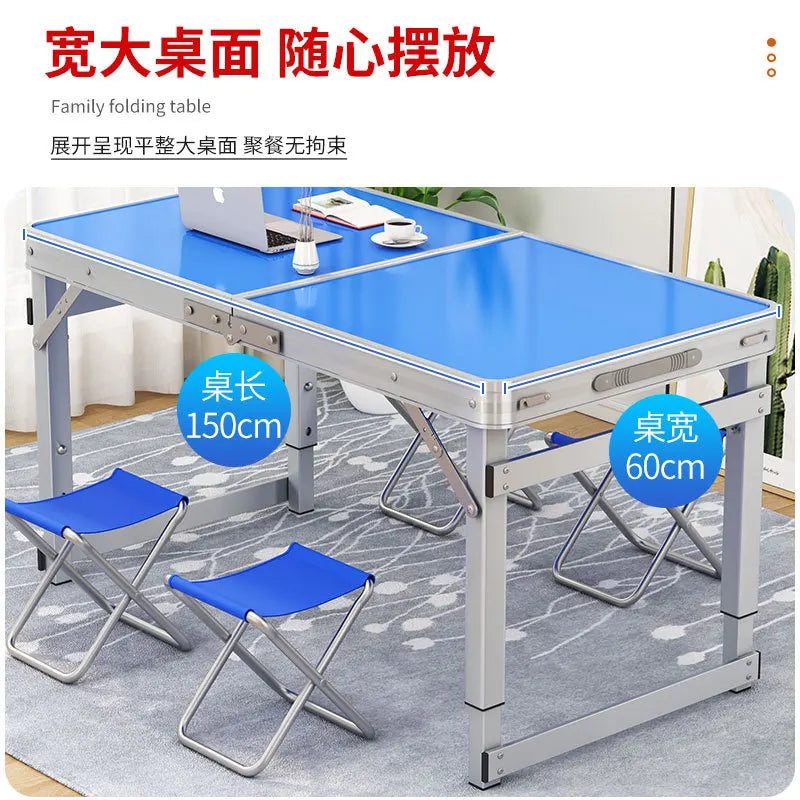 Folding Table Outdoor Stall Night Market Household Foldable Portable Aluminum Alloy Camping and Picnic Table and Chair