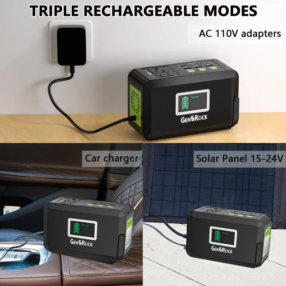 120W Portable Power Station, 88Wh Outdoor Solar Generator, Lithium Battery Power with 110V/120W(Peak 150W) AC Outlet