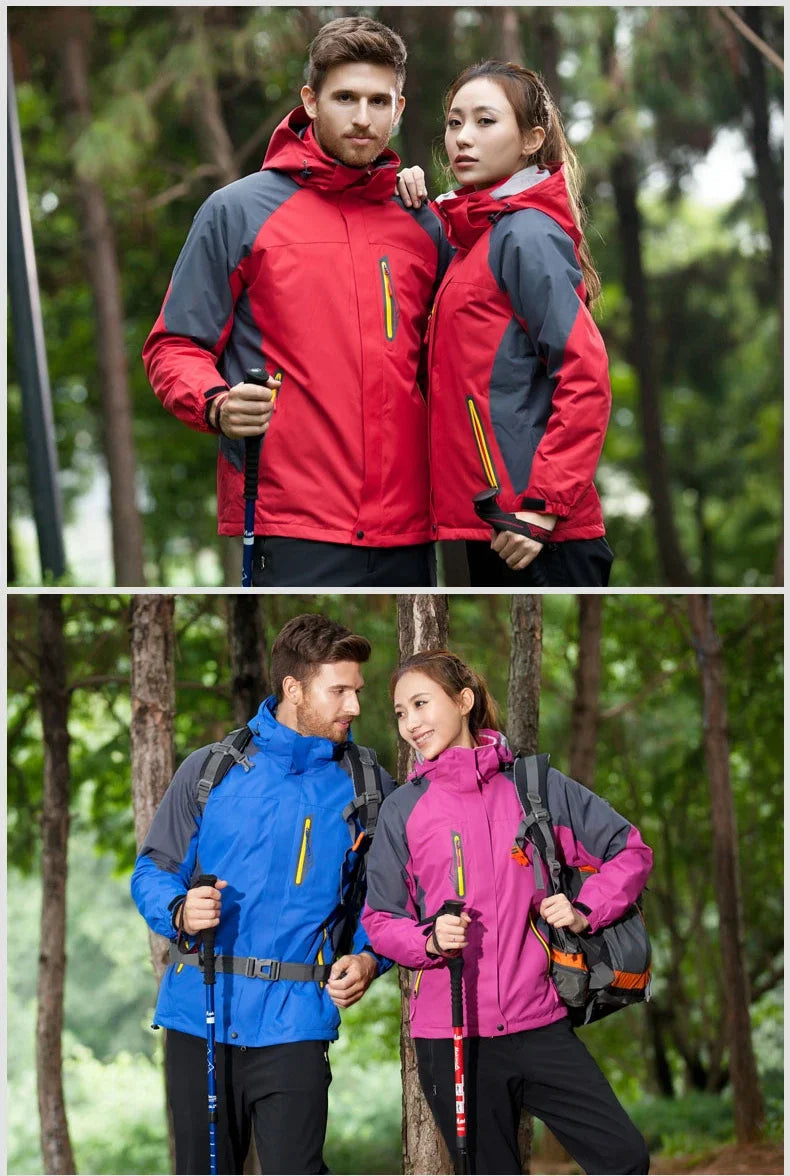 3 In 1 Windproof Waterproof Climbing Clothing Winter Thick Warm Two-Piece Set Men Women Coat Camping Hiking Trekking Jackets