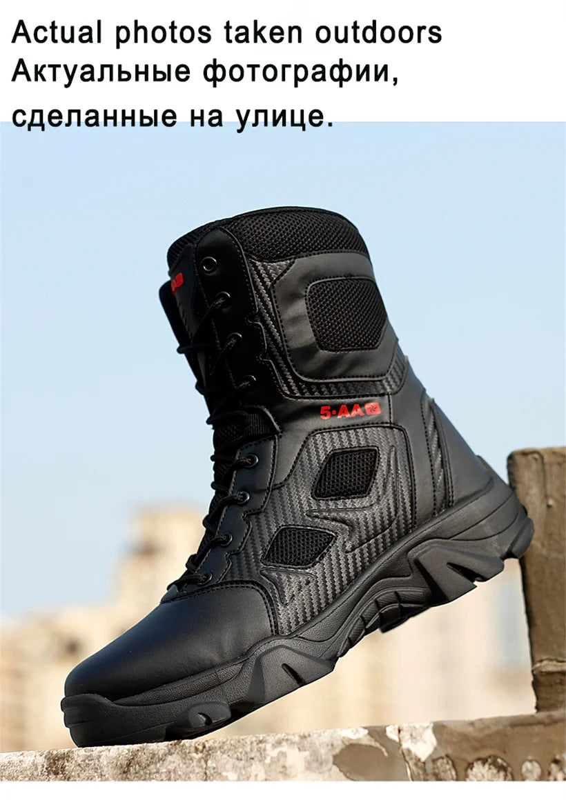 Hot Sale Men’s Tactical Boots Autumn Lightweight Plus Size Side-zip Mesh US Combat Boots Outdoor Durable Hiking Desert Work Boot