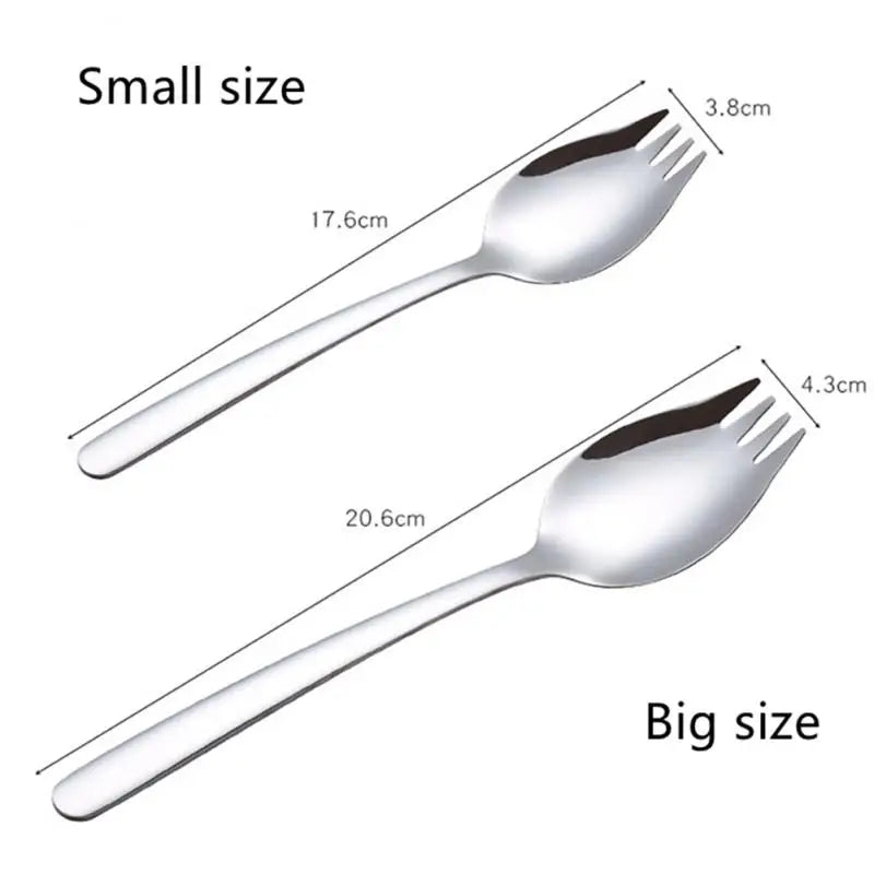 2 In 1 Stainless Steel Fork Spoon Ultralight Cookware Portable For Outdoor Camping Picnic Accessories Hiking Travel Tableware