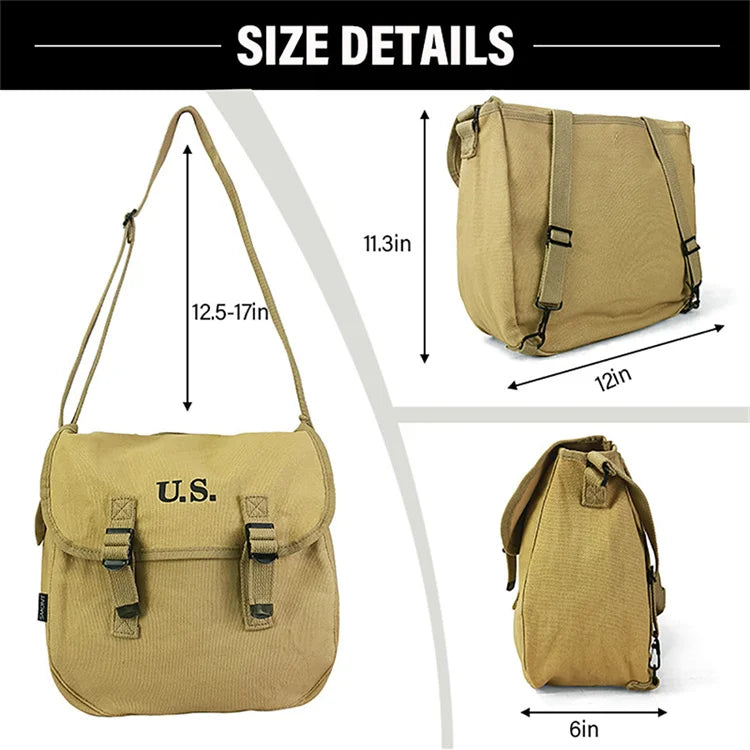 WW2 Retro Men Shoulder Bag Outdoor Hunting Hiking Camping Canvas Messenger Bag Travel Fitness Gym Backpack Men Sport Training