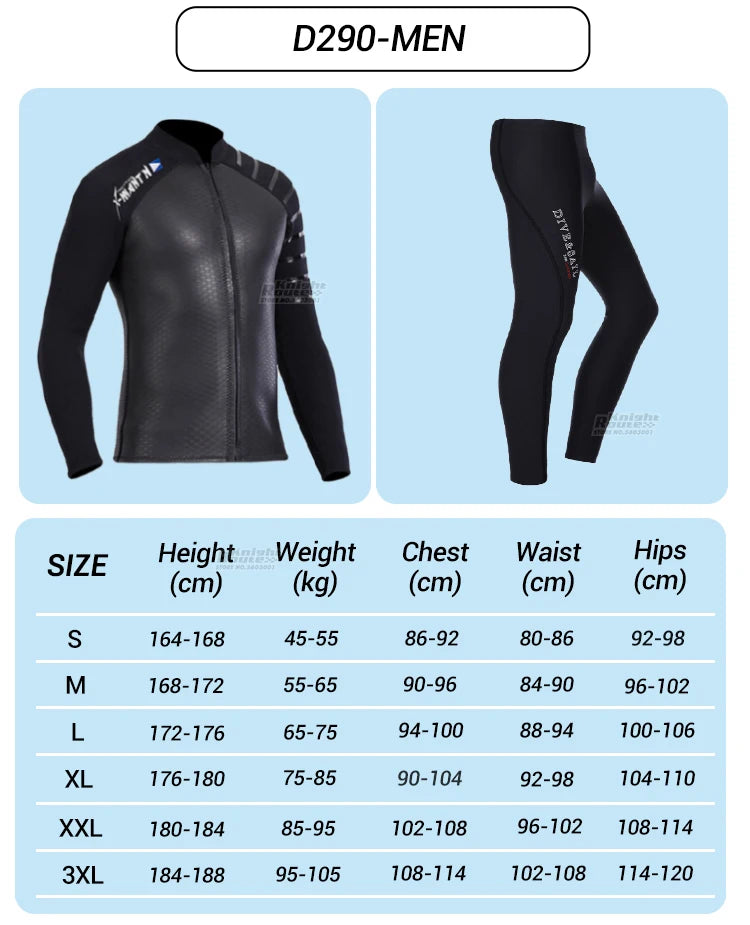 Neoprene 3MM 2MM Men Women Wetsuit Jacket Scuba Diving Suit Surf Snorkeling Underwater Spearfishing Fishing Kitesurf Equipment