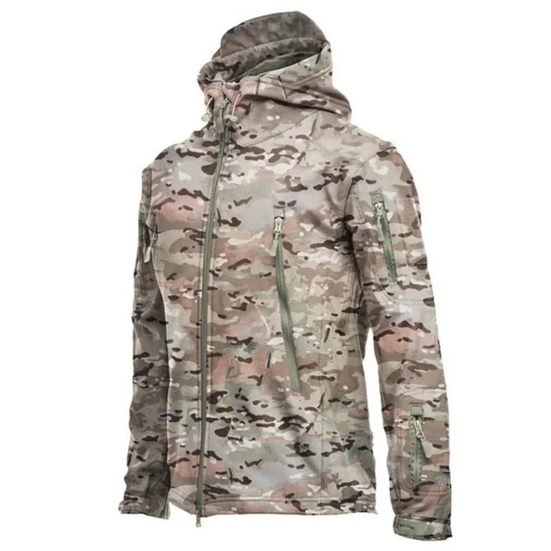 Autumn and Winter Men's Tactical Jacket Waterproof Fleece Soft Shell Men's Outdoor Sports Windproof Jacket