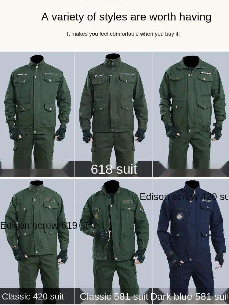 Army Green Man Suit Unified Military Clothing Men Work Clothes Outdoors Camping Mountaineering Wear Long Sleeve Military Uniform