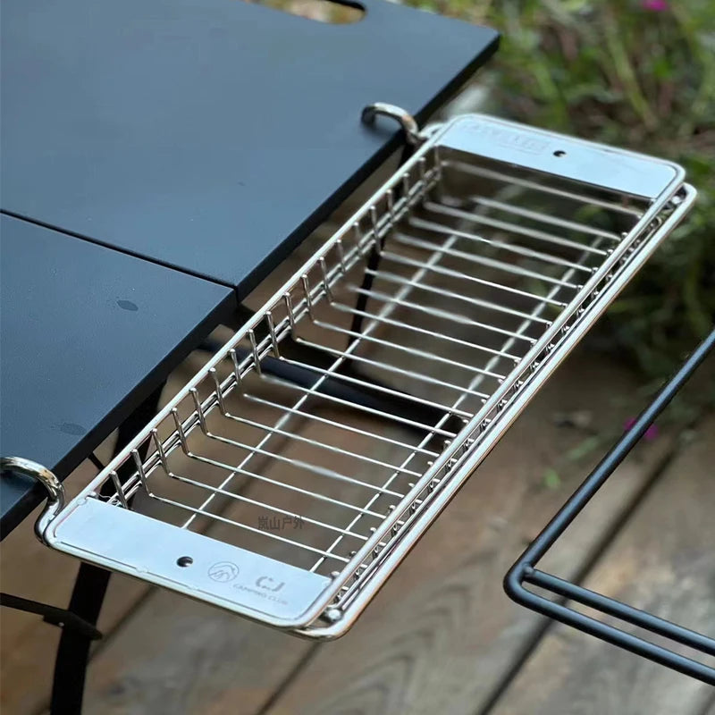 Outdoor IGT Table Drainage Basket Stainless Steel Drainage Basket 0.5 Unit Deep and Shallow Tray Camping Drainage Basket Hanger