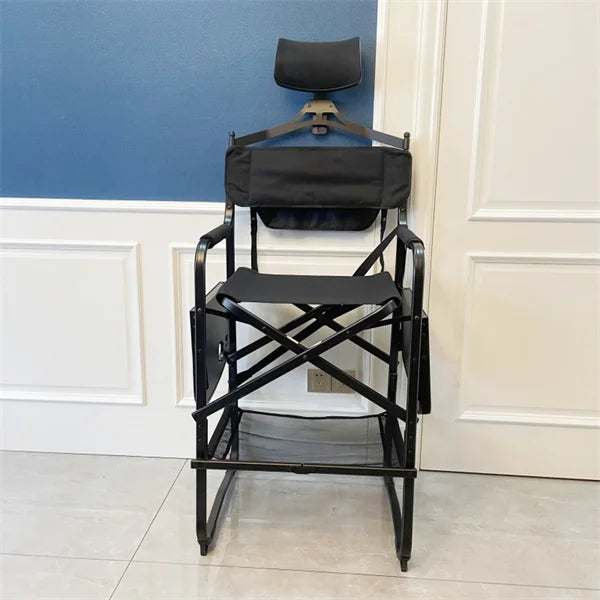 Tall Directors Chair Heavy Duty Bar Height Folding Makeup Chair Padded Seat with Side Table Foot Rest for Camping Home or Patio