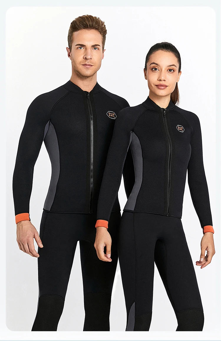 Neoprene 3MM 2MM Men Women Wetsuit Jacket Scuba Diving Suit Surf Snorkeling Underwater Spearfishing Fishing Kitesurf Equipment