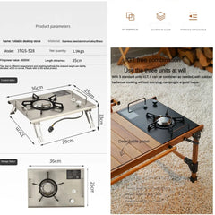 Outdoor foldable portable IGT combination table camping table gas stove aluminum alloy Chicken rolls table picnic gas stove