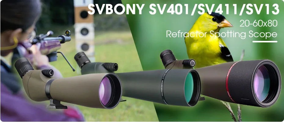 SVBONY Bird Watching Telescope SV401/SV411/SV13 20-60X80 Spotting Scope Waterproof Camping Equipment for Moon Target Shooting