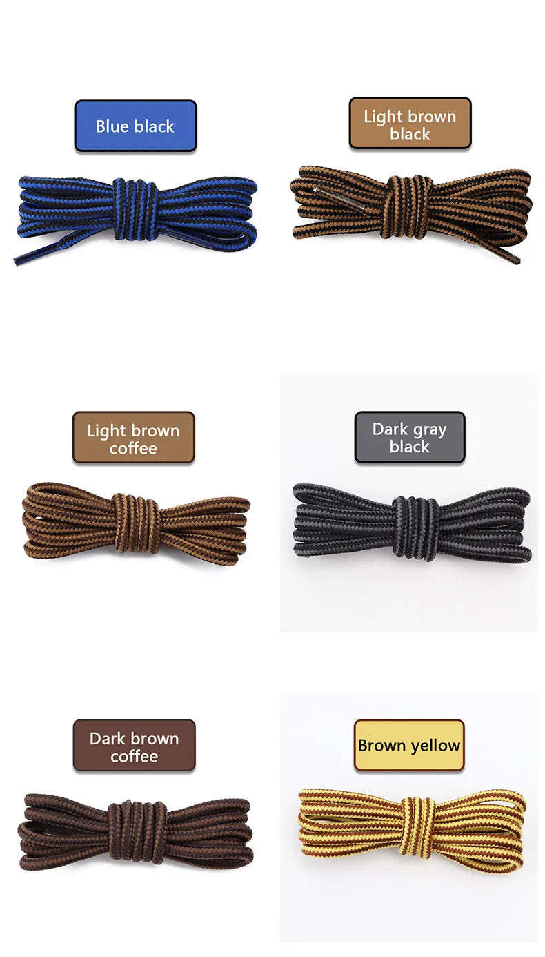 1Pair Boots Round Shoelaces Striped Double Color Shoe Laces Outdoor Hiking Leisure Shoe Lace Sneakers Casual Shoelace Accesories