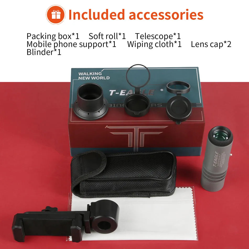 T-Eagle ED 8X20 Monocular Telescope Waterproof Mini Portable Spotting Scope High Definition Adjustable Focal For Bird Watching