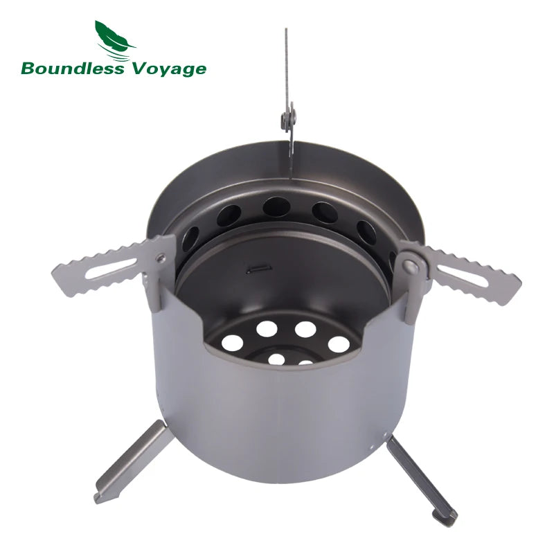 Boundless Voyage Camping Titanium Wood Stove Folding Mini Alcohol Stove Roll Heater Furnace Outdoor Cookware Lightweight Cooker