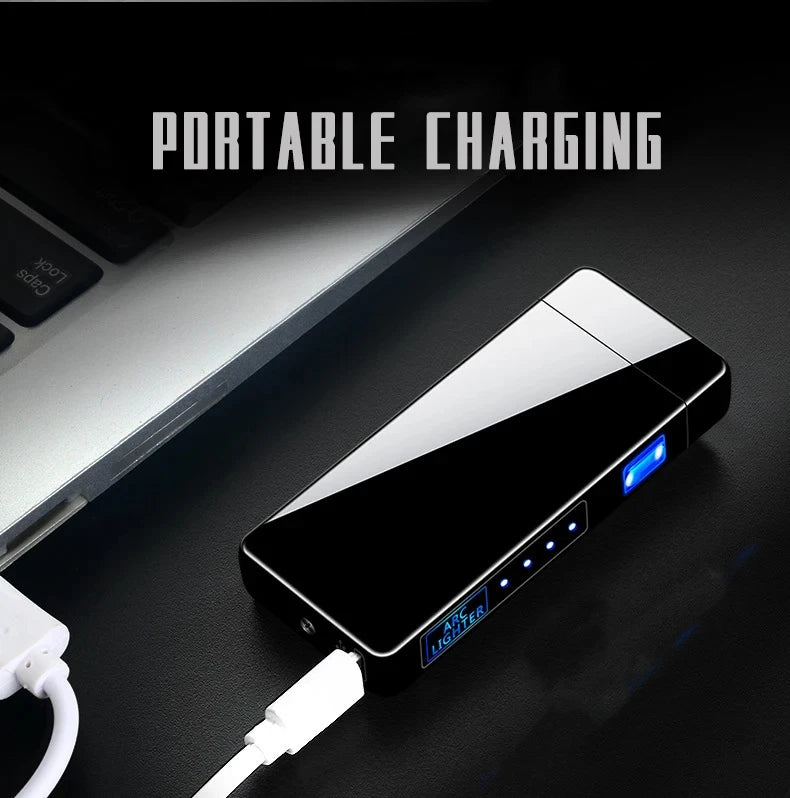 New Pulse Dual Arc Plasma USB Charging Portable Windproof Metal Cigar Lighter Outdoor Camping Personalized Creative Men's Gifts