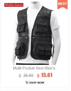 Men's Thin Tooling Loose Quick Drying Vest Men's Outdoor Sports Coat Multi Pocket Stand Collar Vest Spring Camping Fishing Vest