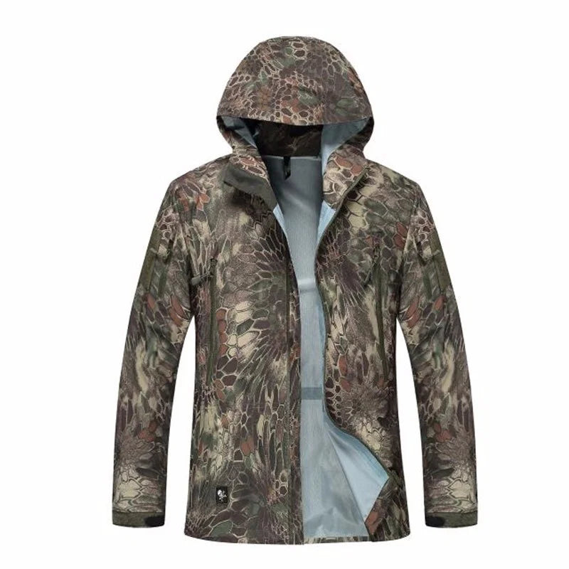 Outdoor Waterproof Hard Shell Tactical Jacket Spring Autumn Thin Breathable Camo Coat Men Climbing Army Training Combat Clothes