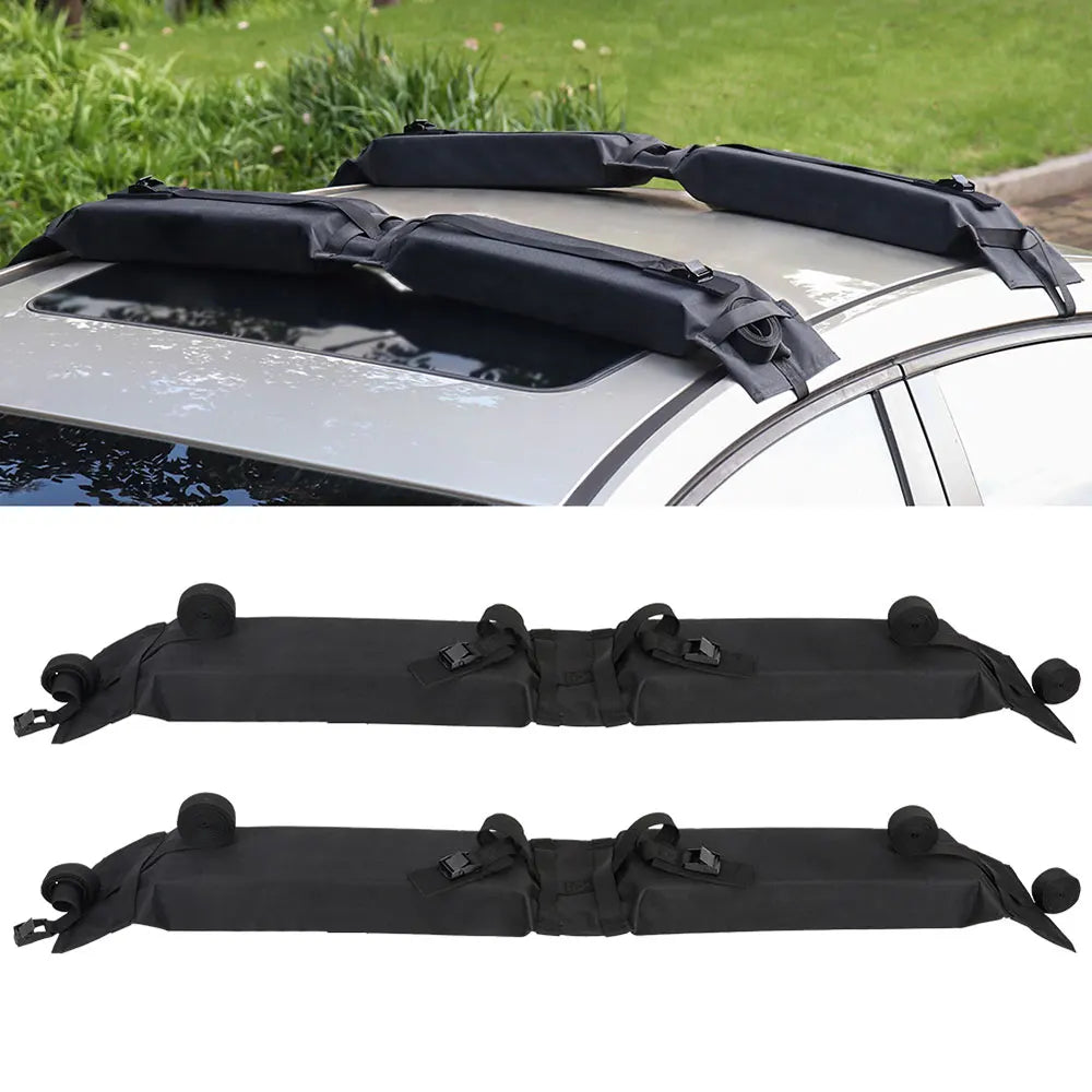 Car Soft Roof Rack Pads for Kayak Surfboard SUP Canoe Luggage Carrier SUV Crossbar Windsurfing Camping Cargo Tie Down Straps