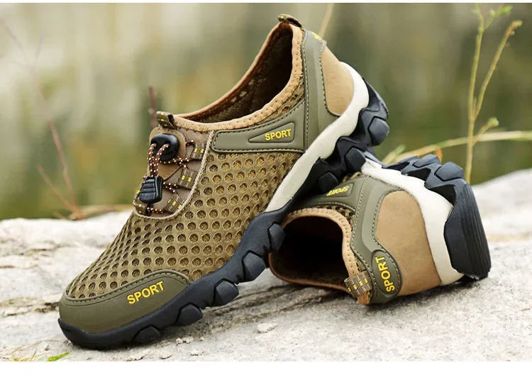 Men Casual Tennis Sneakers Summer Fashion Breathable Mesh Shoes Mens Non-Slip Hiking Shoe Sneaker for Men Climbing Trekking