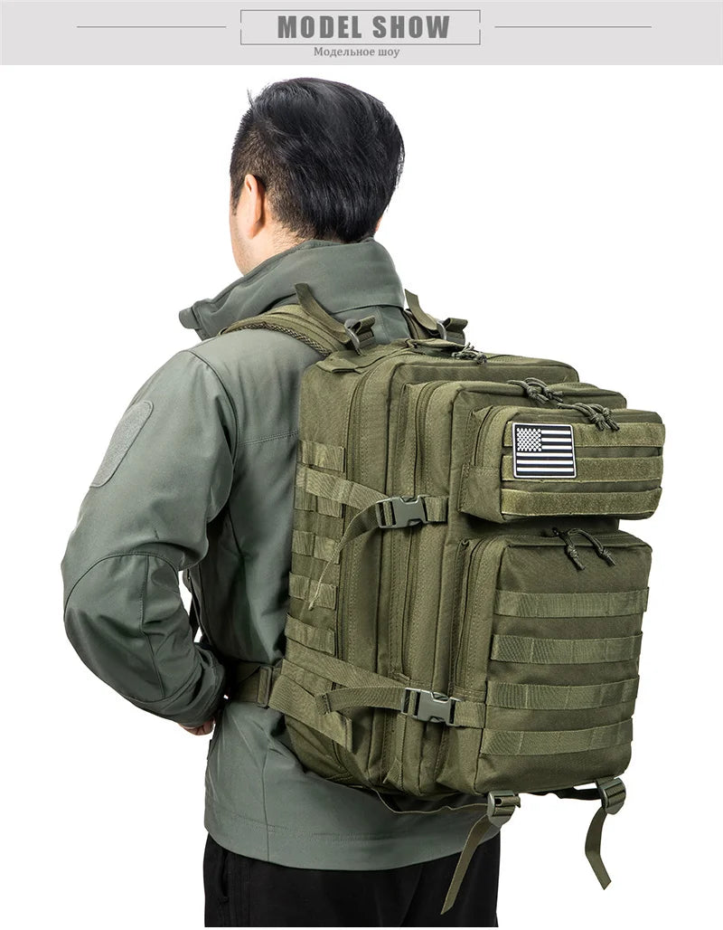 QT&QY Tactical Backpacks Outdoor 45L Large Capacity Man 3 Days Molle Hking Bags For Outdoor Trekking Camping Backpack