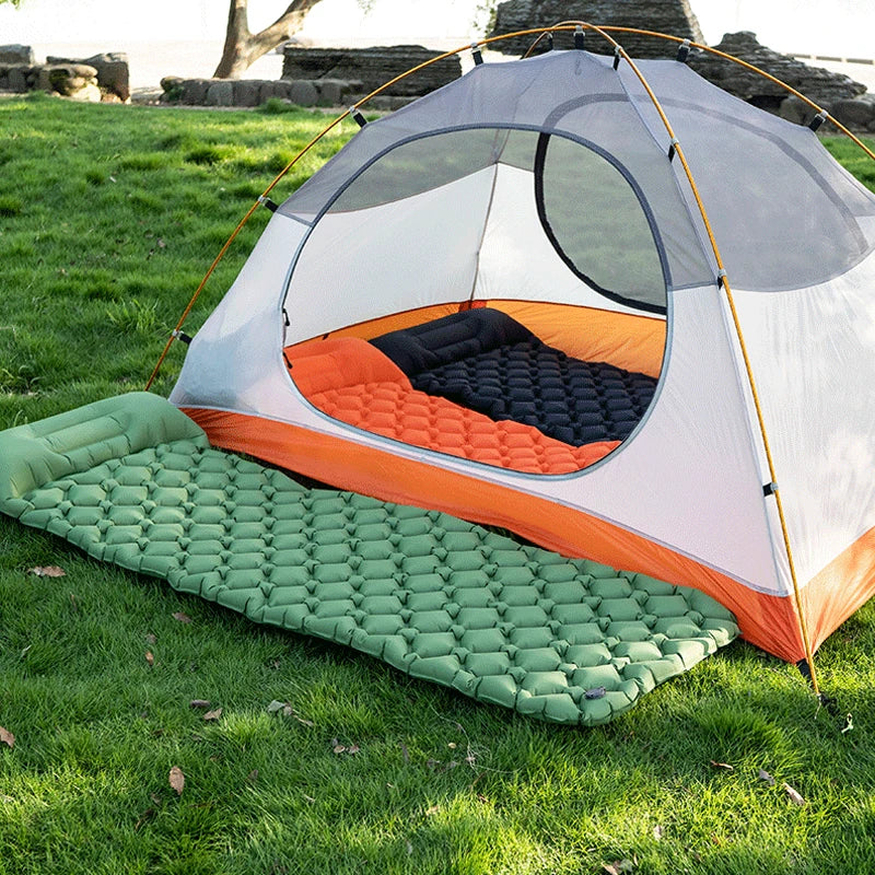 Outdoor Tent Sleeping Mat Camping Ultra Lightweight With Moisture-Proof Pad, Single Person TPU With Foot Inflation Cushion