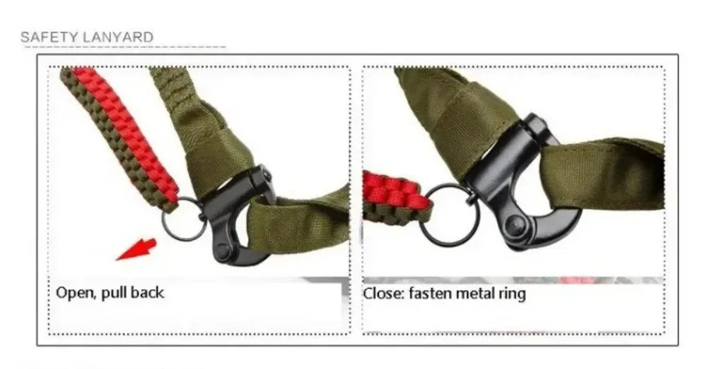 Tactical Quick Release Safety Rifle Sling Lanyard Strap Rope Line Climbing Rope Airsoft Protective Sling for Outdoor Hunting