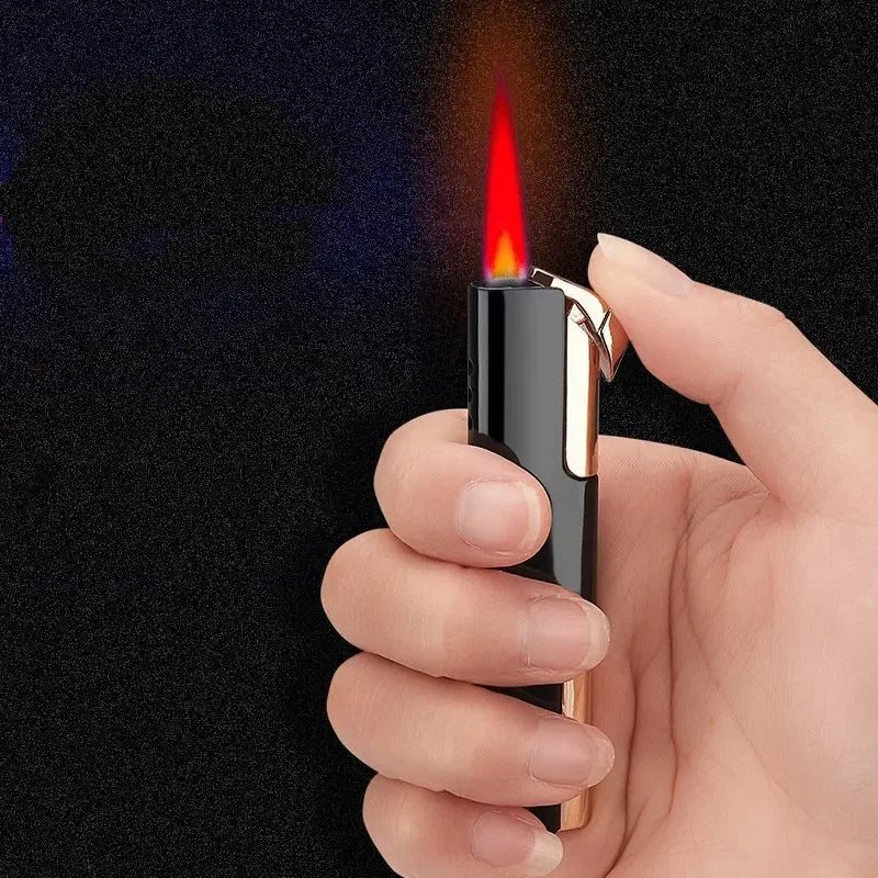 Cool Fashion Butane Windproof Metal Lighter Simple Portable Lighter Cigarette Cigar Accessories Men's Gift Outdoor Camping Tool